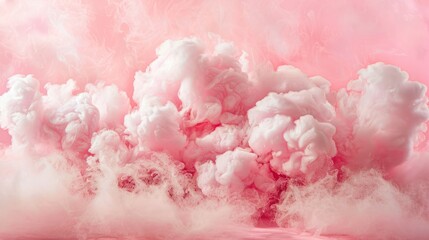 Pastel Pink Cotton Candy Fluffy Clouds - Sweet and Sugary Dessert Treat for Carnival Fair Amusement