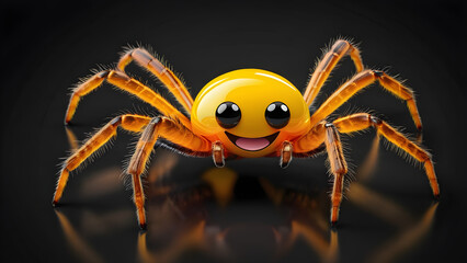 Fototapeta premium tarantulpet's cartoon. a pet tarantulpet's a emoji on a black background. spider on a black background. spider isolated 