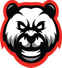panda logo Design. panda mascot,  Brave Bear Face vector template. Panda Head design for Logo, polar bear Logo icon Sport Team logo design, Vector Template Illustration. Mascot Brave Grizzly Bear art