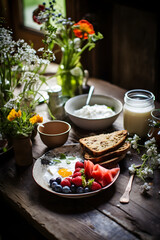 Wholesome Morning: An Aesthetic Interpretation of a Rustic Breakfast Spread