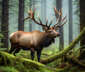 Naklejka na ściany i meble deer stag in the woods
