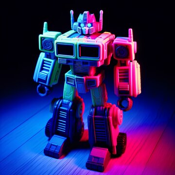 robot under aurora rays