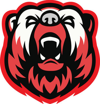 Bear head logo design, mascot bear logo icon illustration vector drawing, Brave Bear head mascot Logo design. Vector Template Illustration Design. Mascot Brave Bear Logo design any graphic work