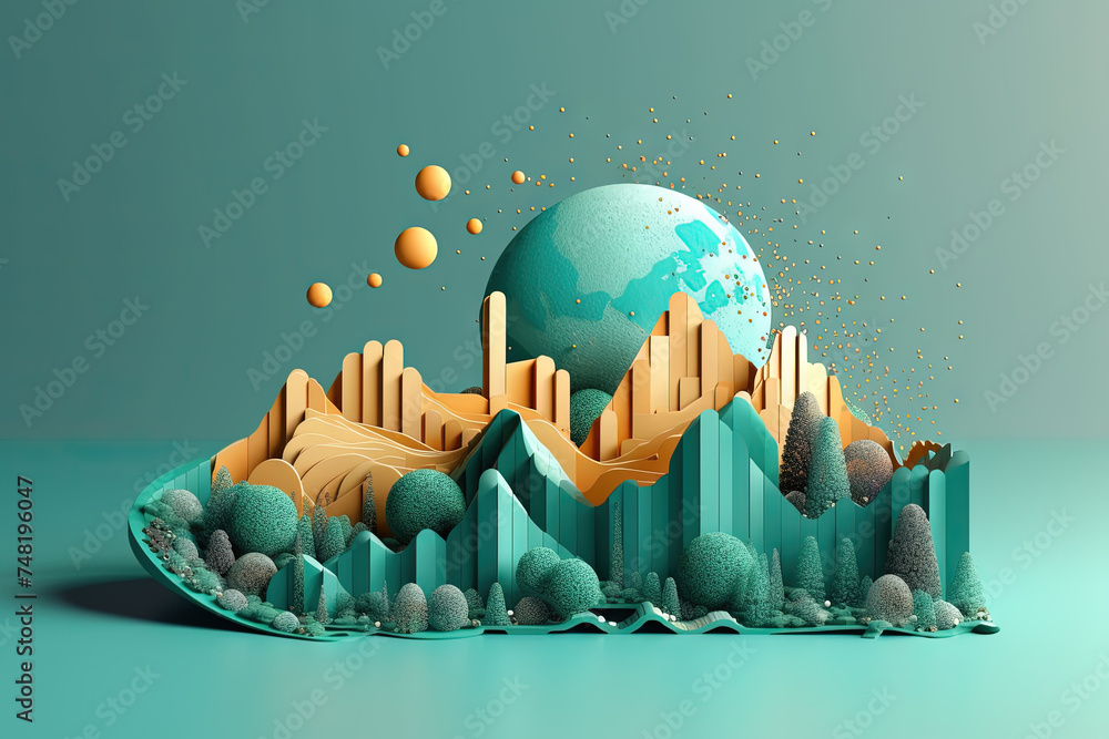 Poster abstract business graph in mountain style. data bars concept element for business.