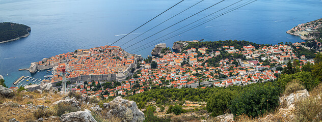Panoramic view of the old medieval town of Dubrovnik, Croatia