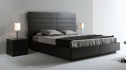 Sleek Modern Double Bed with Headboard