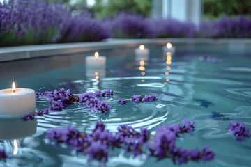 Lavender spa arrangement ina wellness hotel - obrazy, fototapety, plakaty