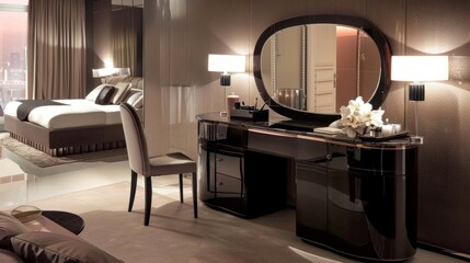 Sleek Modern Vanity Table with Mirror