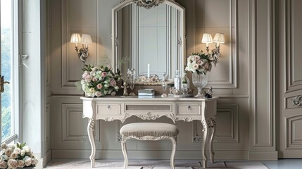 Classic Vanity Table with Timeless Mirror