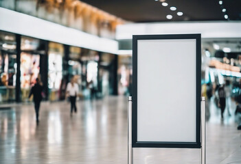 Public shopping center mall or business center high big advertisement board space as empty blank whi