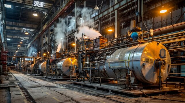 Highpressure boilers emit steam and heat as they are used to distill and purify solvents in large quantities. The production process is powered by stateoftheart machinery