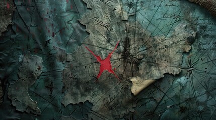Top Secret Map: Red X Marks Confidential Location in Covert Espionage Investigation