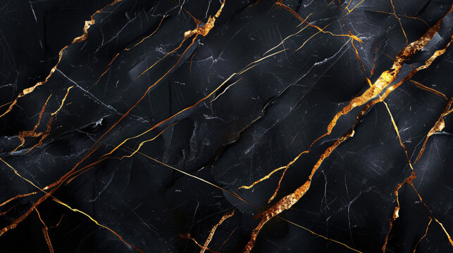 abstract black marble background with gold veins, black and gold marble texture