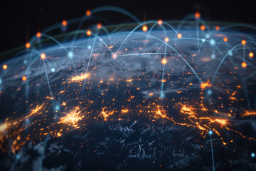 Obraz premium A globe with a lot of lights on it