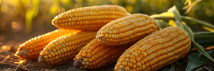 corn on the cob Corn Cobs in a Corn Field,
Corn cobs in agriculture field




