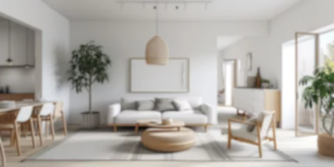 Foto op Plexiglas Defocused shot of a bright, airy Scandinavian-style living space with minimalist design. Resplendent. © Summit Art Creations