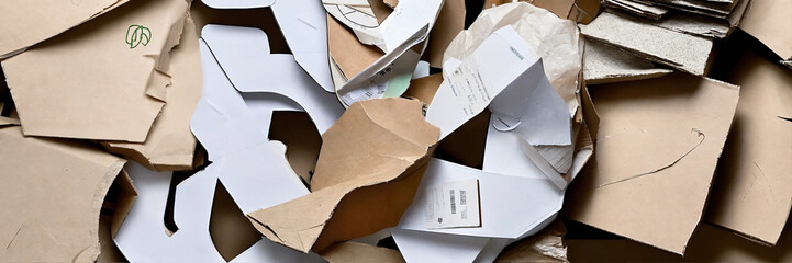 A pile of assorted paper and cardboard materials m
