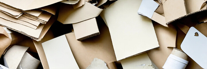 A pile of assorted paper and cardboard materials m - obrazy, fototapety, plakaty