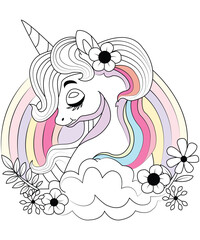I will give unicon coloring page for kids