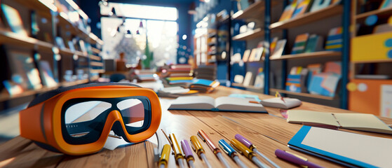 Stationery store in a digital world providing augmented reality planners and pens that write in 3D - obrazy, fototapety, plakaty
