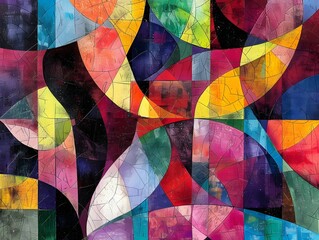 Kaleidoscopic Geometric Abstract Mosaic