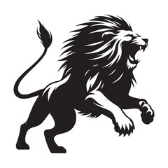 Prowling Danger: Vector Silhouette of Attacking Lion - Capturing the Ferocity and Power of the King of the Jungle. Vector Lion, Lion SIlhouette