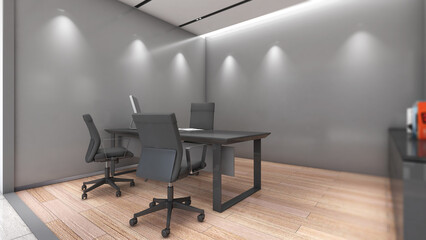 Manager room ,Company executive office Wooden floor, white walls and executive desk.,3d rendering