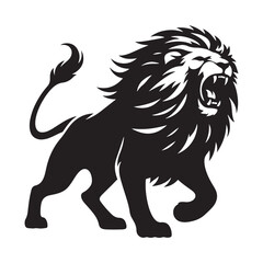 Prowling Danger: Vector Silhouette of Attacking Lion - Capturing the Ferocity and Power of the King of the Jungle. Vector Lion, Lion SIlhouette