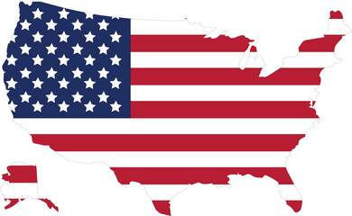 USA Flag in USA Map, USA Map with Flag, American Map, American Flag