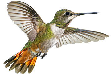 hummingbird in flight isolated on transparent background. Generative ai