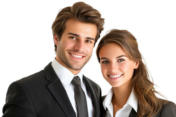 Fototapeta premium portrait of a business couple smiling isolated on transparent background. Generative ai