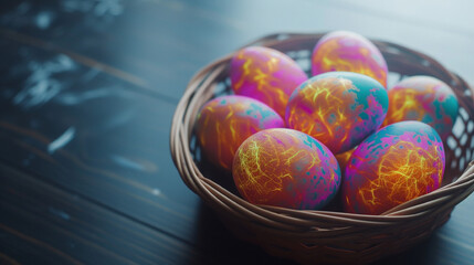 Fototapeta na wymiar chocolate easter eggs in a basket