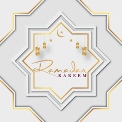 Realistic islamic greetings ramadan kareem social media banner template.