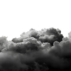 Voluminous Cloudscape in Grayscale Elegance, Isolated on Transparent Background, Generative AI