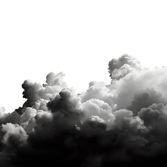 Dynamic Cloud Formation in Stark Contrast, Isolated on Transparent Background, Generative AI