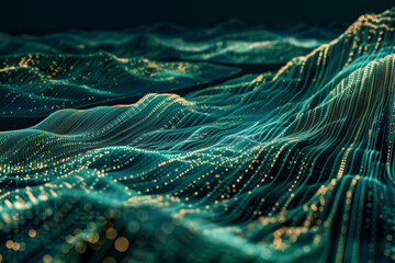 A computer generated image of a green and gold wave