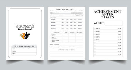 90 days Fitness Journal Planner Design Layout Template