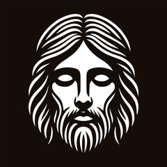 dibujo silueta de la cara de jesus estilo logotipo