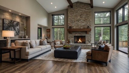 living room with fireplace