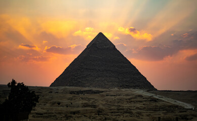 pyramid at sunset