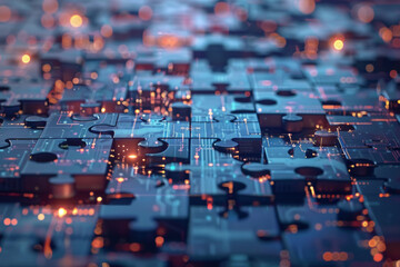 A computer generated image of a puzzle that looks like a circuit board