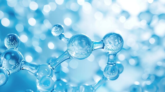 closeup of a gemstone molecule on a blue azure background, resembling liquid. This natural material is perfect for body jewelry in shades of aqua and electric blue