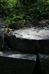 Obraz premium A decorative stone in the garden.