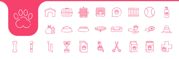 Naklejka na ściany i meble pets care and cargo line icon set collection design vector