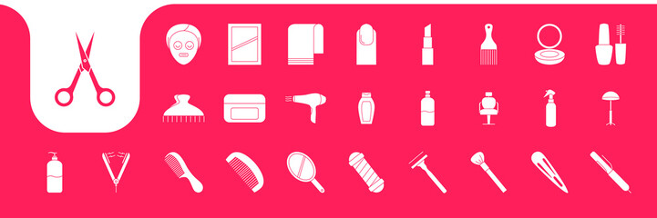 salon icon set collection design vector