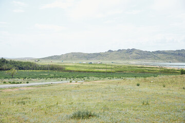 steppe and mountains in summer. Bayanaul National Park In Kazakhstan