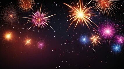 Fototapeta premium fireworks on the night sky An abstract vector illustration of fireworks on a black background. The fireworks are bright 