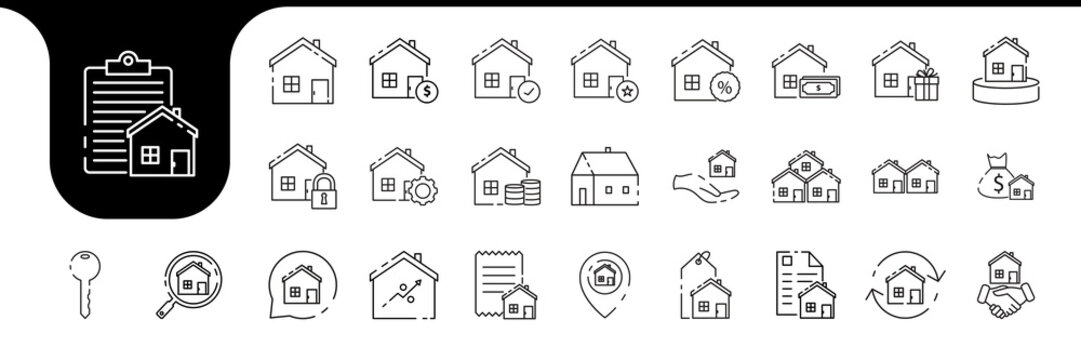 buy house lines icon set collection design vector