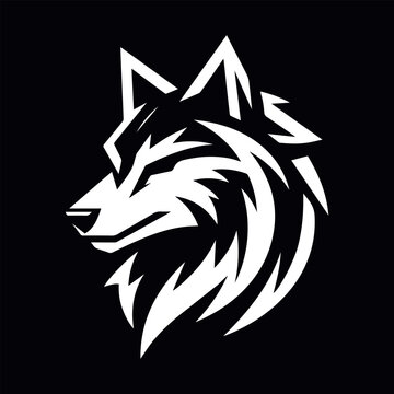 Logo gamer de un lobo peludo en silueta