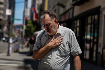 Elderly person with heart attack on the street